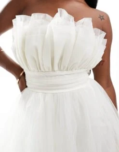 Lace & Beads Bandeau Tulle Mini Dress In Ivory For Women -Doll Wear Style 206422463 3