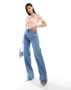 Lace & Beads Tulle Bardot Bodysuit In Blush For Women -Doll Wear Style 206429335 3