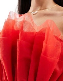 Lace & Beads Bandeau Tulle Bodysuit In Red For Women -Doll Wear Style 206429343 3