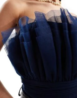 Lace & Beads Bandeau Tulle Bodysuit In Midnight Blue For Women -Doll Wear Style 206429351 4