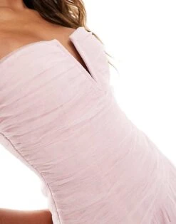 Lace & Beads Drop Hem Tulle Midaxi Dress In Powder Pink For Women -Doll Wear Style 206721903 4