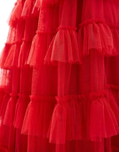 Lace & Beads Empire Waist Ruffle Maxi Dress In Red For Women 7 Lace & Beads Empire Waist Ruffle Maxi Dress In Red For Women -Doll Wear Style 206722006 3