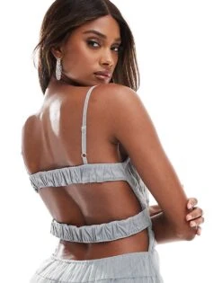 Lace & Beads Drop Waist Tulle Maxi Dress In Grey For Women -Doll Wear Style 206722078 4