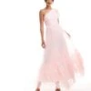 Lace & Beads Bridesmaid Madison One Shoulder Tulle Maxi Dress In Soft Pink For Women