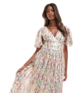 Lace & Beads Flutter Sleeve Midaxi Dress In Floral For Women Multi -Doll Wear Style 206807353 3