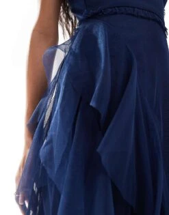 Lace & Beads Tulle Ruffle Maxi Dress In Navy For Women -Doll Wear Style 207005614 4