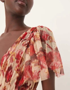 Lace & Beads Bridesmaid Madison V Neck Tulle Midi Dress In Rose Floral For Women -Doll Wear Style 207185661 2