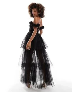 Lace & Beads Rosette Corset Maxi Dress In Black For Women -Doll Wear Style 207292002 4