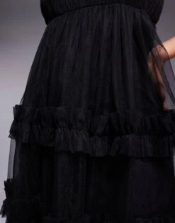 Lace & Beads Empire Ruffle Maxi Dress In Black For Women -Doll Wear Style 207641131 4