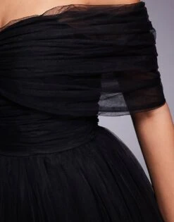 Lace & Beads Bow Off Shoulder Tulle Maxi Dress In Black For Women -Doll Wear Style 207641171 3