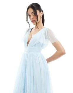 Lace & Beads Bridesmaid Madison Maxi Dress In Powder Blue For Women -Doll Wear Style 208039591 3