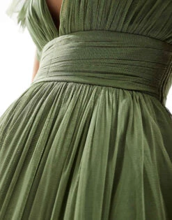 Lace & Beads Bridesmaid Madison Midi Dress In Soft Olive For Women -Doll Wear Style 208039712 3