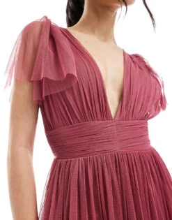 Lace & Beads Bridesmaid Madison Midi Dress In Orchid For Women -Doll Wear Style 208039743 3