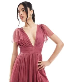 Lace & Beads Bridesmaid Madison Midi Dress In Orchid For Women -Doll Wear Style 208039743 4
