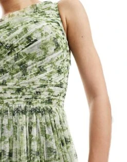 Lace & Beads Bridesmaid One Shoulder Maxi Dress In Olive Floral For Women -Doll Wear Style 208039751 3