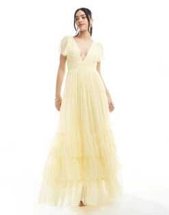 Lace & Beads Bridesmaid Madison Maxi Dress In Butter Yellow For Women Buttercup -Doll Wear Style 208039759 1 buttercup 1