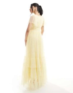 Lace & Beads Bridesmaid Madison Maxi Dress In Butter Yellow For Women Buttercup -Doll Wear Style 208039759 3