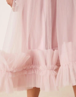 Lace & Beads Corset Tulle Ruffle Hem Midaxi Dress In Powder Pink For Women -Doll Wear Style 208062858 3