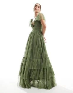 Lace & Beads Bridesmaid Madison Maxi Dress In Soft Olive For Women -Doll Wear Style 208090587 1 softolive 1