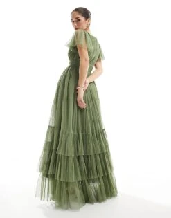 Lace & Beads Bridesmaid Madison Maxi Dress In Soft Olive For Women -Doll Wear Style 208090587 3